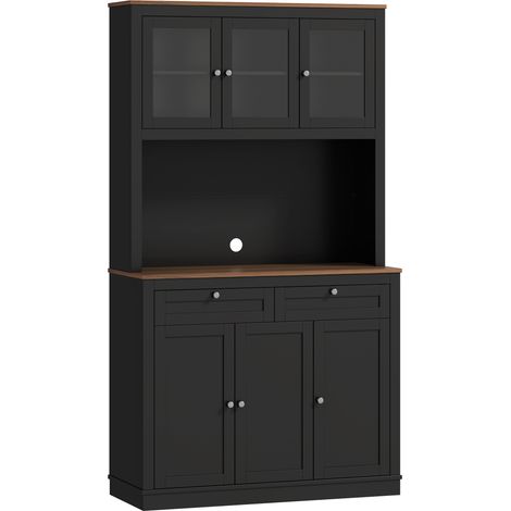 Mobile Cucina Multiuso Dispensa con Mensola e Foro Passacavi 100x40x180 cm in MDF Nero (1/5)