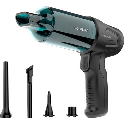 Cecotec Aspirapolvere a Mano senza Fili Motore BLDC Conga Rockstar Micro Hand. 80W, Potenza di Aspirazione 12kPa, Funzione Aspirazione e Soffiaggio, 2 Modi, Autonomia 25min, Kit Accessori