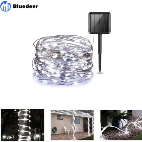 Thsinde – Guirlande lumineuse solaire extérieure 22M – 200 ampoules LED – Étanchéité IP65 – Rechargeable – 8 modes d'éclairage pour jardin et patio