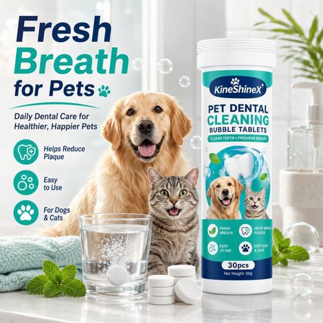 KineShineX Pet Dental Bubble Tablets: Tabletten für die tägliche Mundhygiene bei Hunden und Katzen, für frischen Atem und einfache Anwendung.