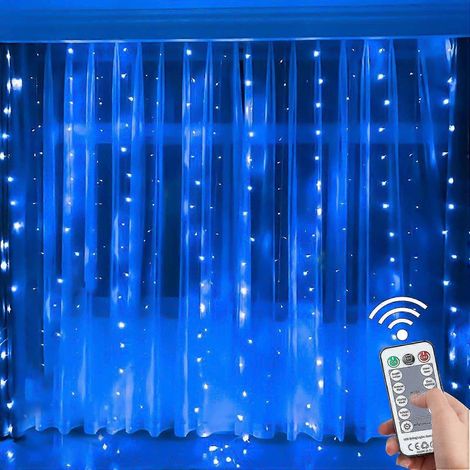 300 LED rideau lumineux féérique lumière chaude pour chambre. Guirlande lumineuse 9.8x9.8ft alimentée par USB 8 modes d'éclairage suspension murale chambre (1/5)