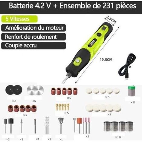 Outil Rotatif Multifonction sans fil 231 Accessoires - 5 vitesses (1/4)