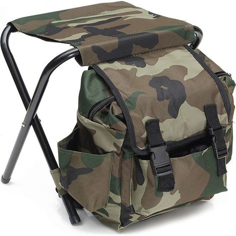Chaise pliable de pêche, sac à dos réfrigéré portable 2 en 1 pour randonnée, pêche à la plage et camping (1/5)