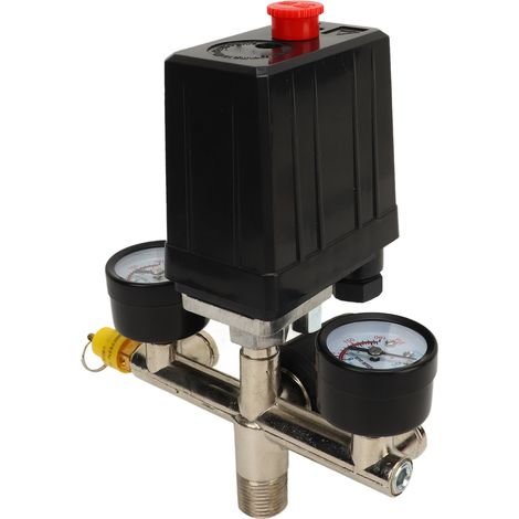 Pressostat pour compresseur d'air, régulateur de pression 3 en 1 avec raccord rapide 0-12 bar et manomètre (1/5)