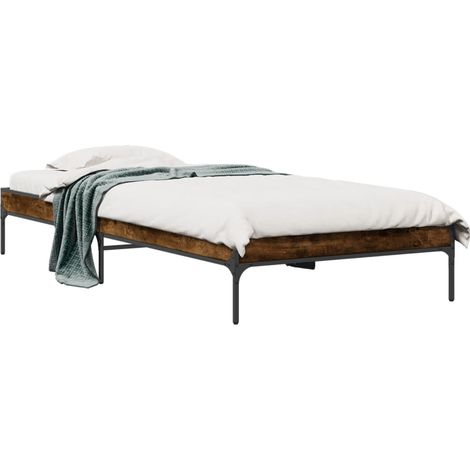 Cadre de lit chêne fumé 90x200 bois d'ingénierie et métal (1/5)