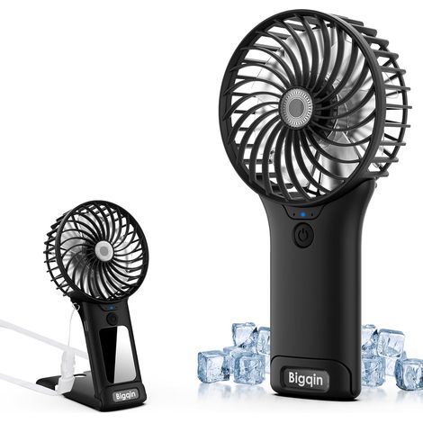 Mini Pocket Fan, 2000mAh Portable Fan, USB Rechargeable 4 Speeds with Mirror, Lightweight Powerful Fan for Outdoor Office Cool Yourself, Black (1/5)