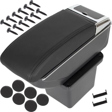 Reposabrazos para Hyundai i30 I 07-12 con compartimento de almacenamiento, cuero ecológico negro + kit de instalación. (1/5)