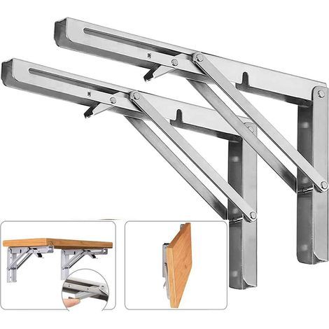 Stainless steel folding storage shelf, silver, 2-piece set, 16 inches.High quality enhances quality of life. (1/5)
