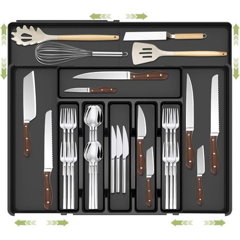 [NEVER USED] Extendable cutlery drawer, kitchen cutlery drawer organizer, cutlery tray with 9 compartments, 30 cm-53 cm, drawer organizer