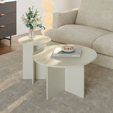 Conjunto de 2 mesas auxiliares Verummetka - Color de arena [en.casa]