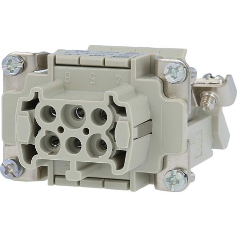 HARTING Han 6E Anschlussverteiler Buchseneinsatz (F) ""rechts"" Schraubanschluss, 6-polig+PE 500V, 16A - 1 Stück (1/3)
