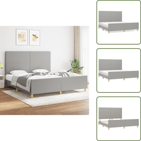 The Living Store Cama sin colchón tela gris claro 180x200 cm - Cama con cabecero