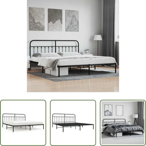 Metallbett -  Bettgestell mit Kopfteil Metall Schwarz 200x200 cm (1/5)