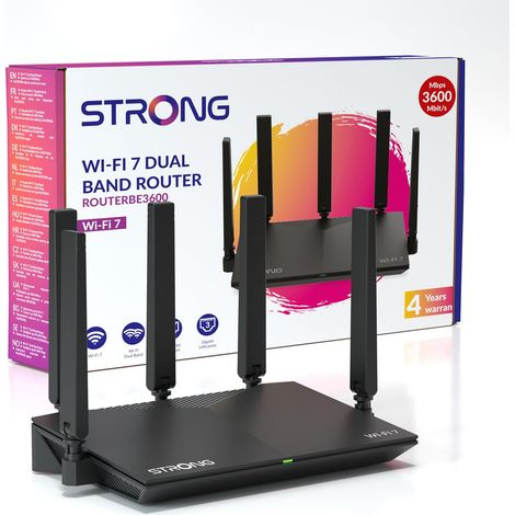 Strong ROUTERBE3600 WIFI7 router wireless 2.5 Gigabit Ethernet Dual-band (2.4 GHz/5 GHz) Nero (1/4)