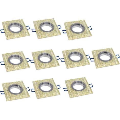 Kit 10 incassi per faretto quadrato in vetro glitterato oro bianco porta faretto supporto per faretti (1/3)