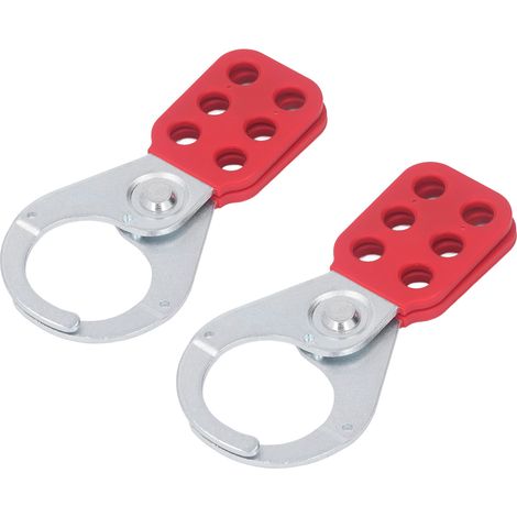 Set mit 2 Sicherheitsbügeln für Aussperretiketten, 1,5 Zoll, 6 Löcher, industriell verzinkter Stahl (1/5)