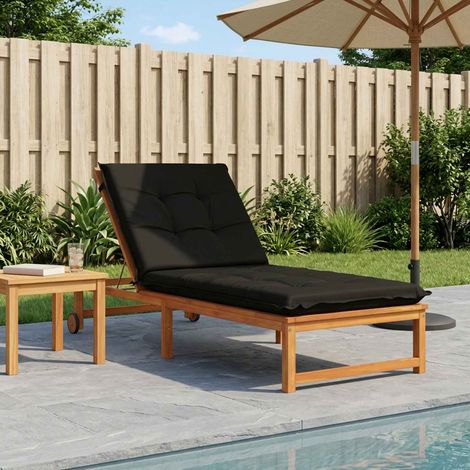 vidaXL Sunlounger Cushion GEMERT 100% Polyester Black 190 x 70 x 9 cm (1/5)
