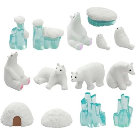 Figurine d'ours polaire 14 x Statue micro-paysage (1/5)