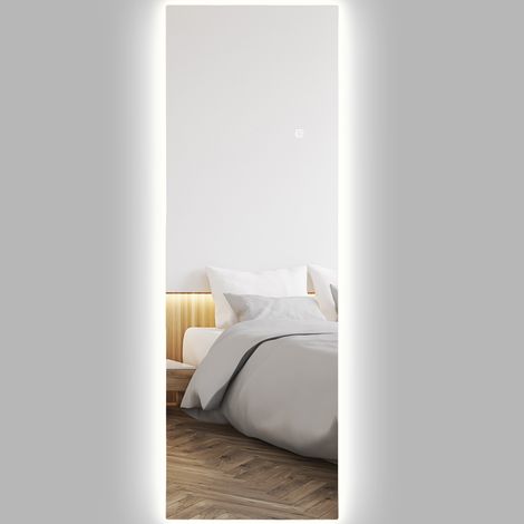Miroir mural pleine longueur LED 3 couleurs fonction mémoire 120x40 cm transparent