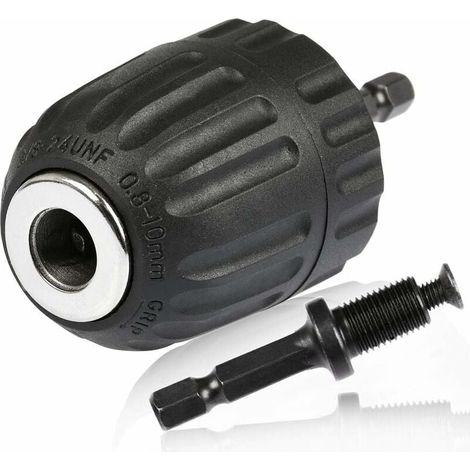 Set trapano elettrico a percussione con mandrino, attacco esagonale, mandrino a sgancio rapido, 0,8-10 mm, set da due pezzi (1/4)