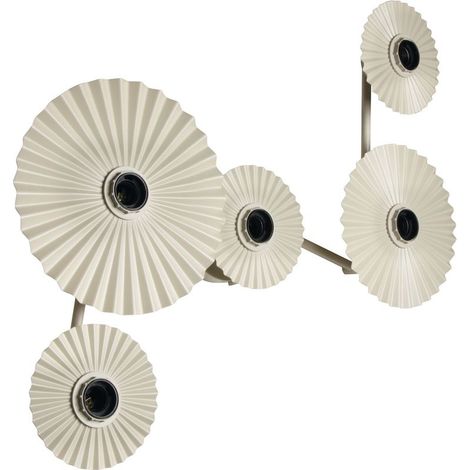 Applique murale plissée 5 douilles E27 acier beige minimaliste (1/5)