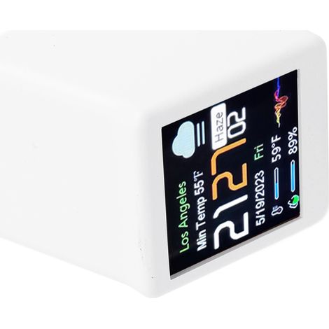 Decdeal Desktop Electronic Clock LCD Digitalanzeige Kalendertemperaturwetterprognose Station unterstützt WiFi -Networking Weiß (1/5)