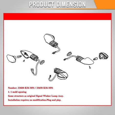 Feu arrière/clignotant pour HONDA RS150 V2 (Référence OEM : 33600-K56-M91, 336)