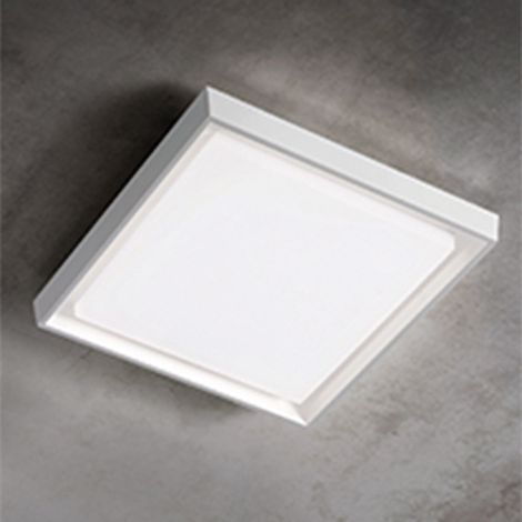 Alu Applique et Plafonnier en Aluminium Moulé sous Pression Blanc Mat 30W LED IP54 34x34x5 cm pour Éclairage Intérieur et Extérieur de Design