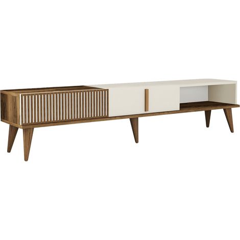 Porta TV in legno "Milano" - 180 x 35 x 40 cm - Noce crema