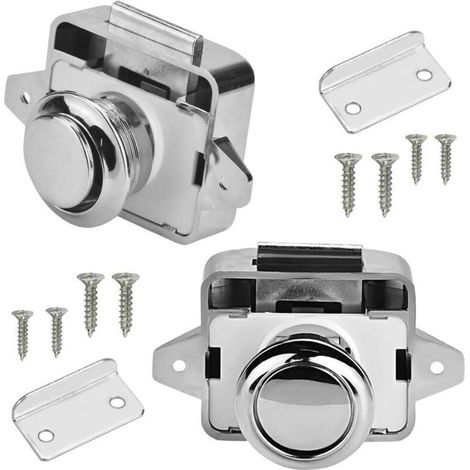 2 Pcs Verrouillage Push Lock Verrouillage de meubles de camping-car Verrouillage de bouton de verrouillage en métal Tiroirs à verrouillage Push Lock Meubles Serrure de meubles (1/4)