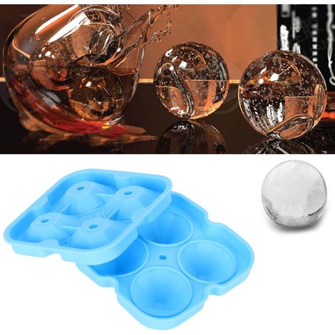 Moule à glaçons réutilisable à 4 compartiments en forme de diamant, plateau à glaçons, accessoires de cuisine (bleu)