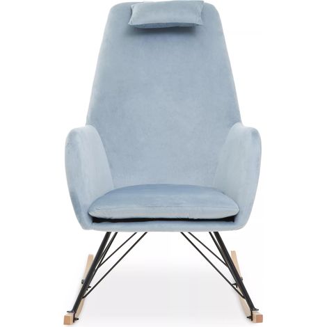 Interiors by Premier Blue Velvet Rocking Chair, Easy to Clean Velvet Accent Chair, High-Back & Arm Support Comfy Armchair (1/5)