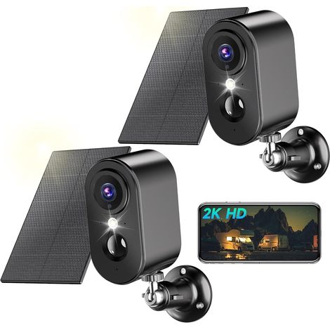 2K Camera Surveillance WiFi avec Panneau Solaire - Caméra Surveillance WiFi Exterieure sans Fil Batterie, Vision Nocturne Couleur, Extérieure/Intérieure, PIR Détection Mouvement, IP66 (1/5)
