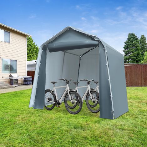 Tragbarer Gartenschuppen 2,4 x 2,4 m, Mehrzweckgarage, wetterfester Unterstand, Geräteschuppen für Garten, Hof und Terrasse, ideal zur Aufbewahrung von Fahrrädern, Motorrädern und kleinen Transportern