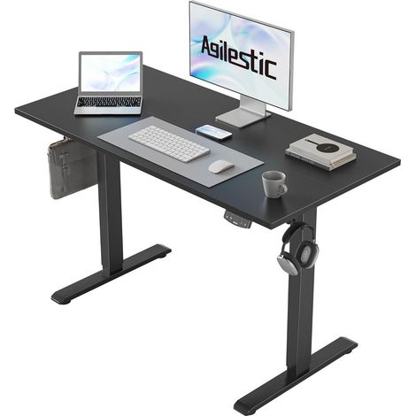 Höhenverstellbarer Schreibtisch 100x60 cm Elektrisch Memory Schwarz (1/5)