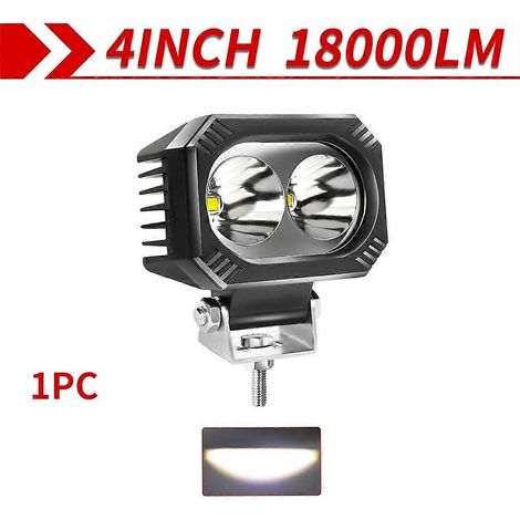 Projecteur de travail LED CO LIGHT 12D 4 pouces 12 V/24 V 4x4 tout-terrain 18 000 lm, ultra-lumineux, pour moto, voiture, camion, antibrouillard, 3 500 K/6 000 K, 1 pièce, 6 000 K (1/5)