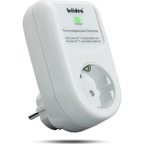 Prise pour commande thermostatique, thermostat anti-gel enfichable pour câble chauffant tubulaire, s'éteint automatiquement à 2 °C et à 9 °C (1/5)