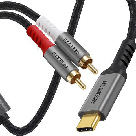 Câble Audio USB C vers 2 RCA Câble Adaptateur Type C Mâle vers 2RCA Mâle Y Auxiliaire Audio Stéréo Compatible avec Téléphone Amplificateur Enceinte HDTV Home Cinéma 16/17 10/9-2M (1/5)