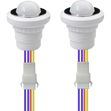 Mini Interrupteur à Détecteur de Mouvement Lumière 100-240V,Capteur PIR Intelligent,Temporisation de Détection,Détecteur D'induction Infrarouge Réglable pour Bande LED de Plafond (Lot de 2) (1/5)