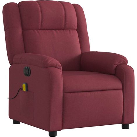 Poltrona relax TV reclinabile elettrica funzione massaggio 6 punti massaggio in tessuto rosso bordeaux DEC027248