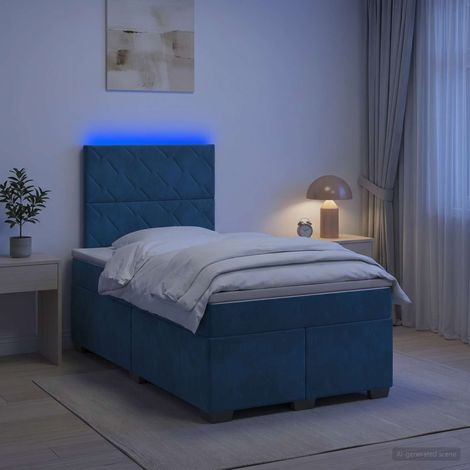 vidaXL Lit boxspring avec matelas Bleu 120 x 190 cm Velours (1/5)