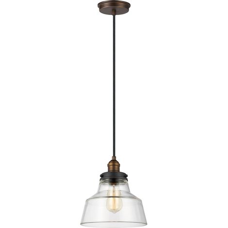 Elstead Baskin - Luminaire suspendu à 1 dôme en laiton, zinc foncé, E27 (1/3)