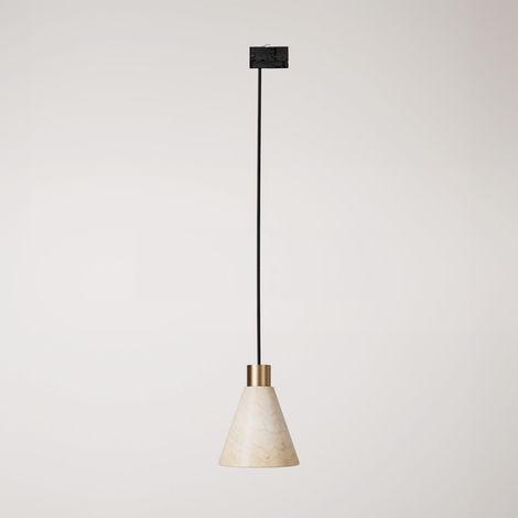 Creative Cables - Lampa wisząca Track ze stożkowym drewnianym kloszem - żarówka nie wchodzi w skład zestawu