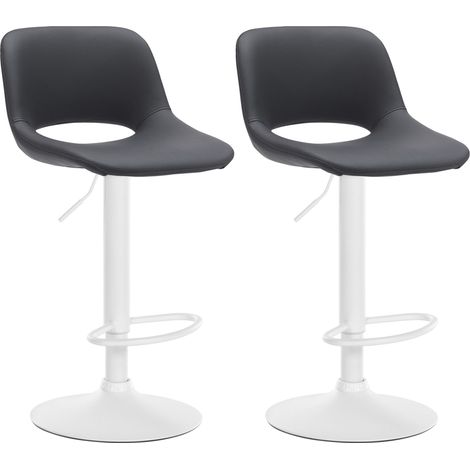 Taburetes altos x2 con reposapiés en PVC negro base metal blanco 100004070 (1/4)