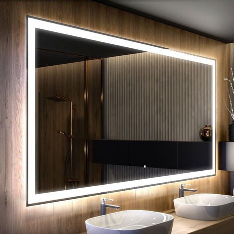 Miroir lumineux de salle de bain 120x70 cm – Éclairage LED intégré – Interrupteur tactile – Sur mesure pour un rendu optimal - LED001 (1/4)