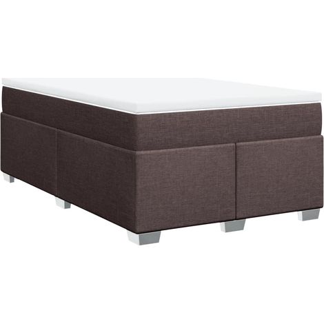 Maison Exclusive - Cama box spring con colchón tela marrón oscuro (1/5)