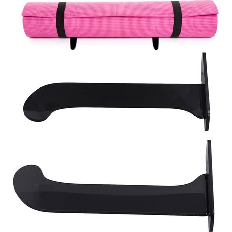 1 paire de supports de rangement pour tapis de yoga, étagères murales pour tapis de yoga, supports muraux pour tapis de yoga pour salle de sport à domicile, noir (1 paire) (1/5)