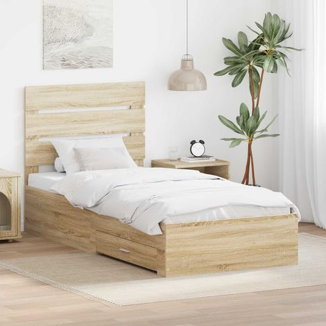 Teenpull – Bettrahmen mit Kopfteil Sonoma-Eiche 100 x 200 cm Holzwerkstoff (1/5)