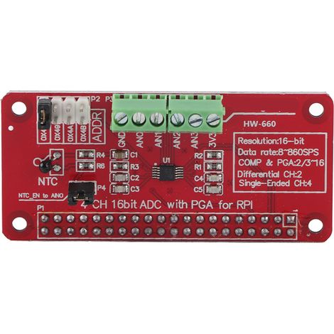 Convertisseur analogique-numérique, port I2C, carte ADC ultra petite 8sps 860sps 3,3 V pour Raspberry Pi 3/2/B+ (1/5)