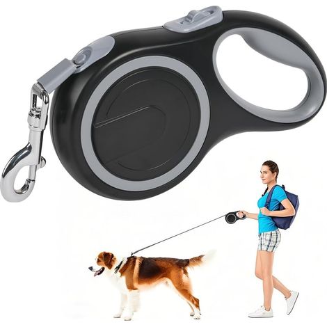 Correa retráctil para perros, 5 m, nailon, sin enredos de 360°, sistema de guía avanzado, correa retráctil para perros de hasta 20 kg para entrenamiento y paseos.